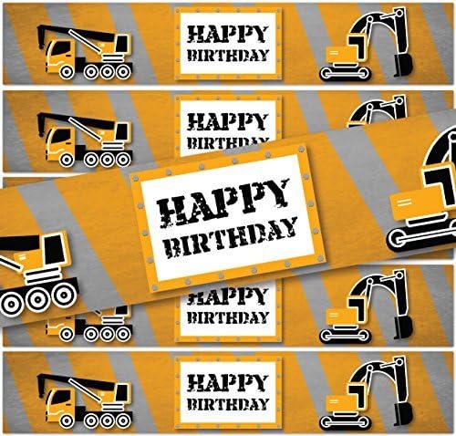 Birthday Stickers for Water Bottles | Set of 24 | (Construction) by Product800