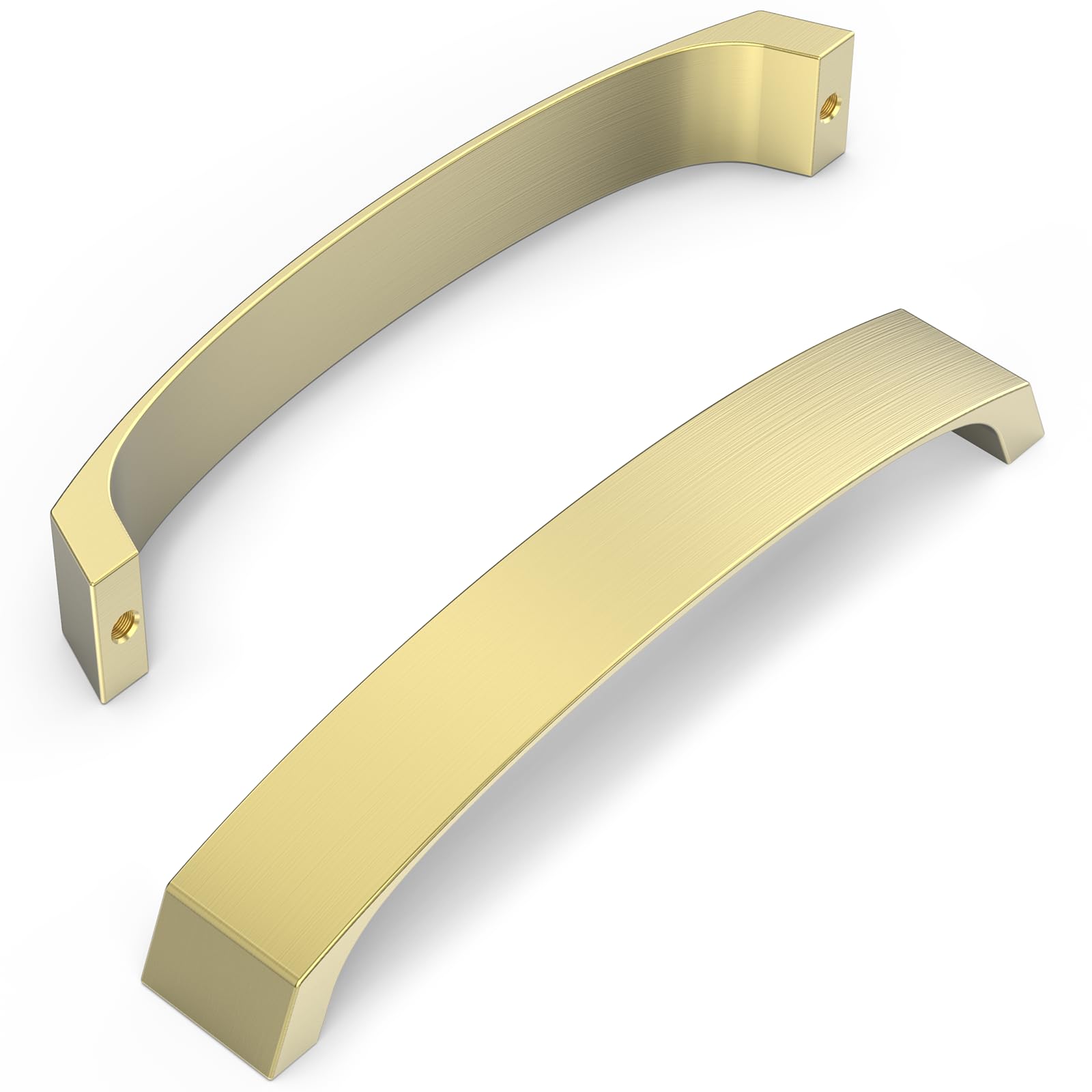 FURNIWARE Pack of 10 Brass Cabinet Handles, Cupboard Handles Drawer Pulls 160mm(6.3 Inch) Hole Center, Hardware Modern Kitchen Cabinet Door Handles, for Kitchen and Bathroom Cabinets Cupboard
