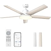 Dreo Smart Ceiling Fan with Lights, 52 Inch, 12 Speeds & 3 Fan Modes, Stepless Color Tones, Dimmable LED Light, 12H Timer, Quiet DC Motor, Remote/APP/Alexa Control, White Ceiling Fans Indoor