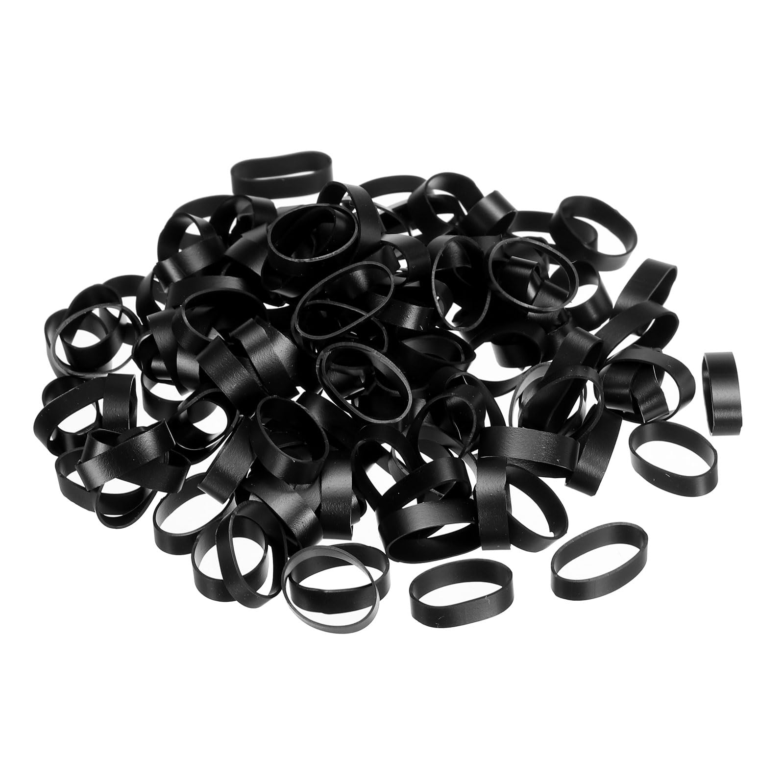 PATIKIL Silicone Rubber Bands Cable Ties 200pcs Non-Slip 3/4" Flat Black for Cord Wrapping, Bag Wraps, Art