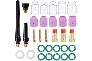 TIANLYLIN 31Pcs TIG Welding Stubby Gas Lens Glass Cup Kit 4# 5# 6# 7# 8# 10# 12# for WP-17/18/26