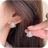 925 Sterling Silver Multi Hoops C Shaped Wrap Earring for Women Statement Geometric Drop Dangle Cuff Huggie Earrings Shiny Tiny Zircon Gem Illustion Stud Earrings