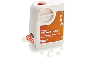 All-in-One UltiGuard Safe Pack Pen Needles and Sharps Container for at-Home Insulin Injections and Safe Needle Disposal, Size: Mini 5mm (3/16”) x 31G, 100 Count