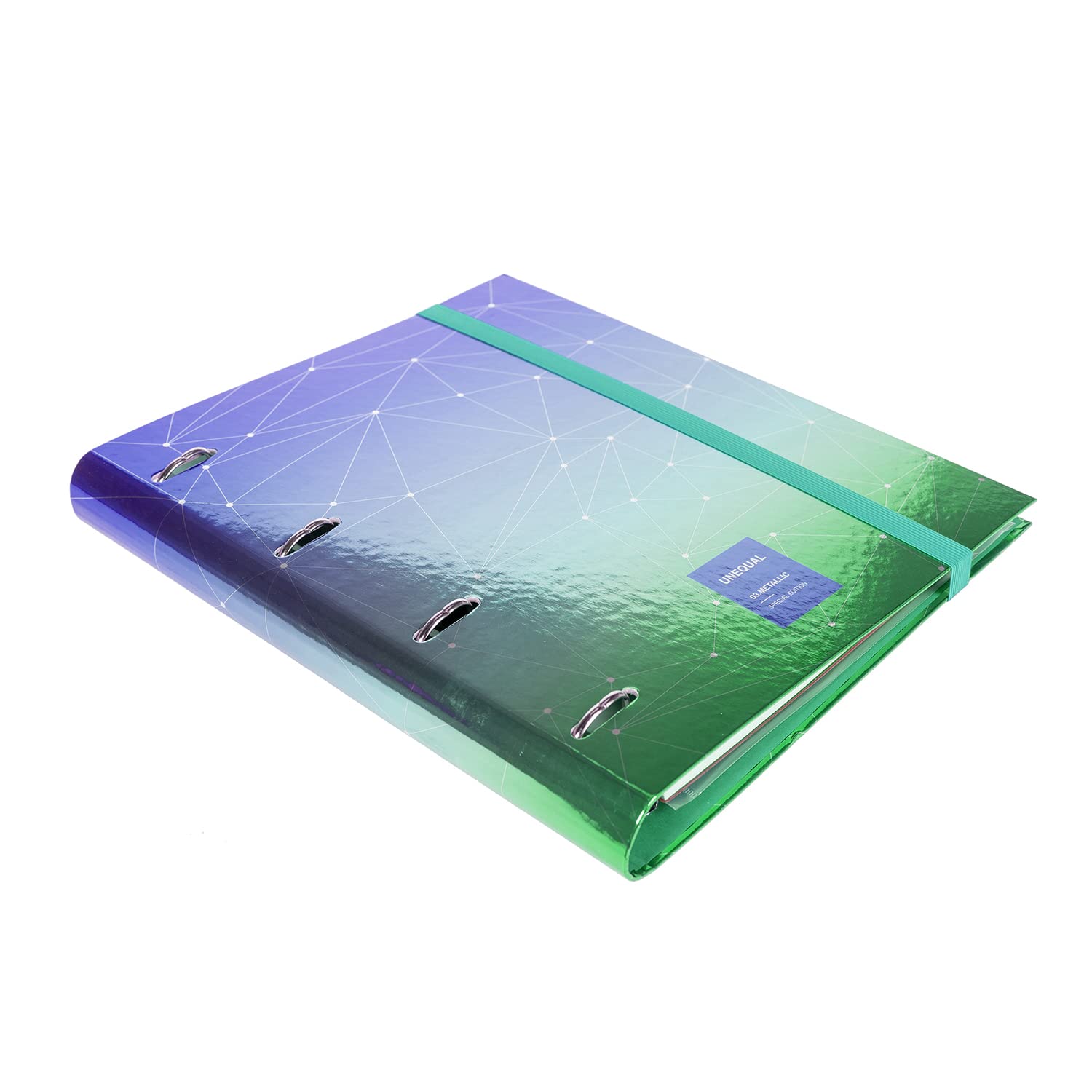 Grafoplás 4 Ring Binder Squared 5x5 90g A4 Plain Metal Finish with Dividers and Clear Envelope Carpebook