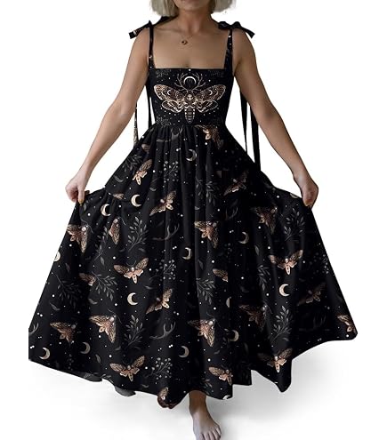 Women's Moon Black Gothic Maxi Dress Split Celestial Cotton Wrap Dress (US, Alpha, Small, Regular, Regular, Black) at Amazon Women's Clothing store