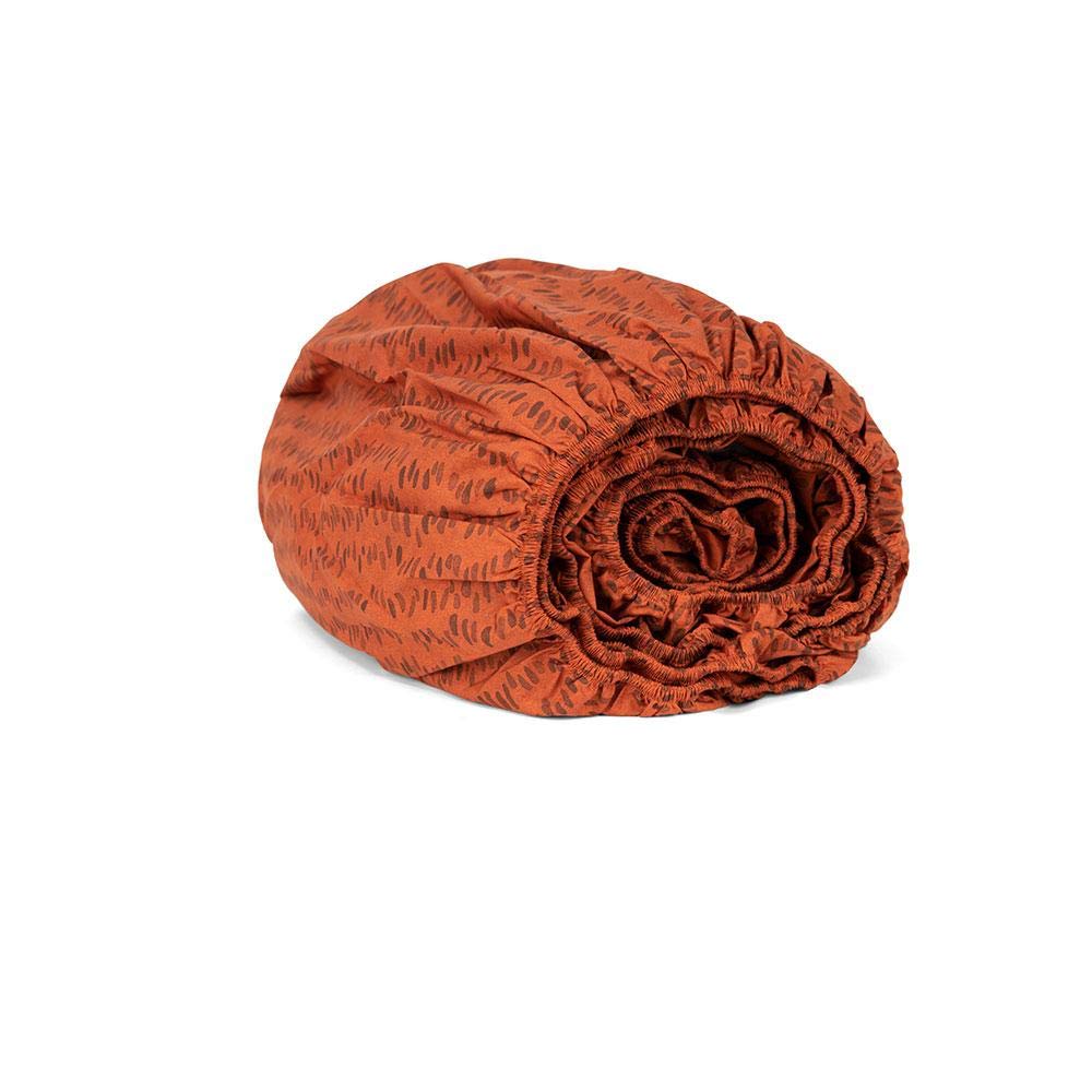 Himeya Comfort Percale Hail Fall Clay Red Printed Fitted Sheet King 200TC