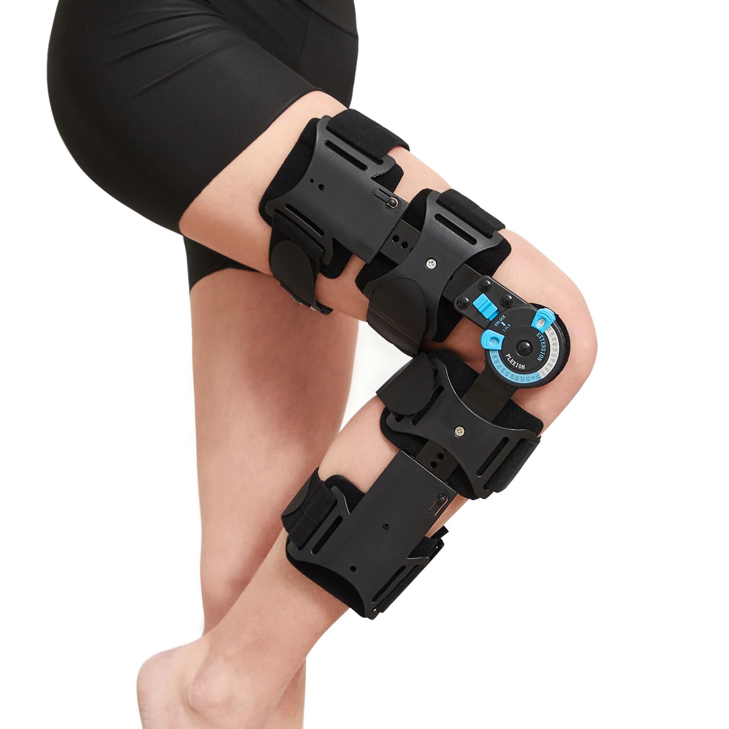 Photo 1 of KD Post Op Knee Brace: Hinged ROM Knee Brace for Rehabilitation, Arthritis, ACL, MCL, and PCL Injury - Adjustable Orthopedic Knee Support Full Leg Brace