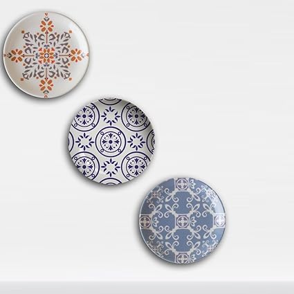 Cyahi - Arabian Nights - Set of 3 Wall Plates Ceramic Decor with Hook for Hanging. 7 Diameter