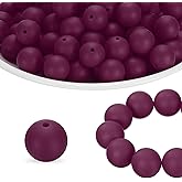 HARFINGTON 65Pcs Silicone Beads 15mm Round Rubber Focal Beads Bulk for Pens Keychain Bracelet Necklace DIY Crafts Making, Burgundy