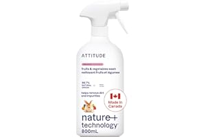 ATTITUDE Fruit & Vegetable Wash, Food-Safe Produce Wash, Removes Dirt & Residue, Vegan & Plant-Based Ingredients, Unscented, 