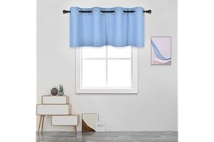 DECOVSUN Sky Blue Valances for Windows 52X18 Inches Blackout Thermal Insulated Valance with Grommet Top for Kitchen Living Room Short Straight Drape Valance for Bedroom Kids Room 1 Panel