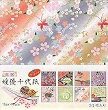 Aitoh 2005 8-Patterns Himeyu Chiyogami Origami Paper, 5.875-Inch by 5.875-Inch, 24-Pack