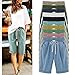 XinYangNi Women's Outdoor Casual Elastic Waist Knee Length Curling Bermuda Shorts with Drawstring