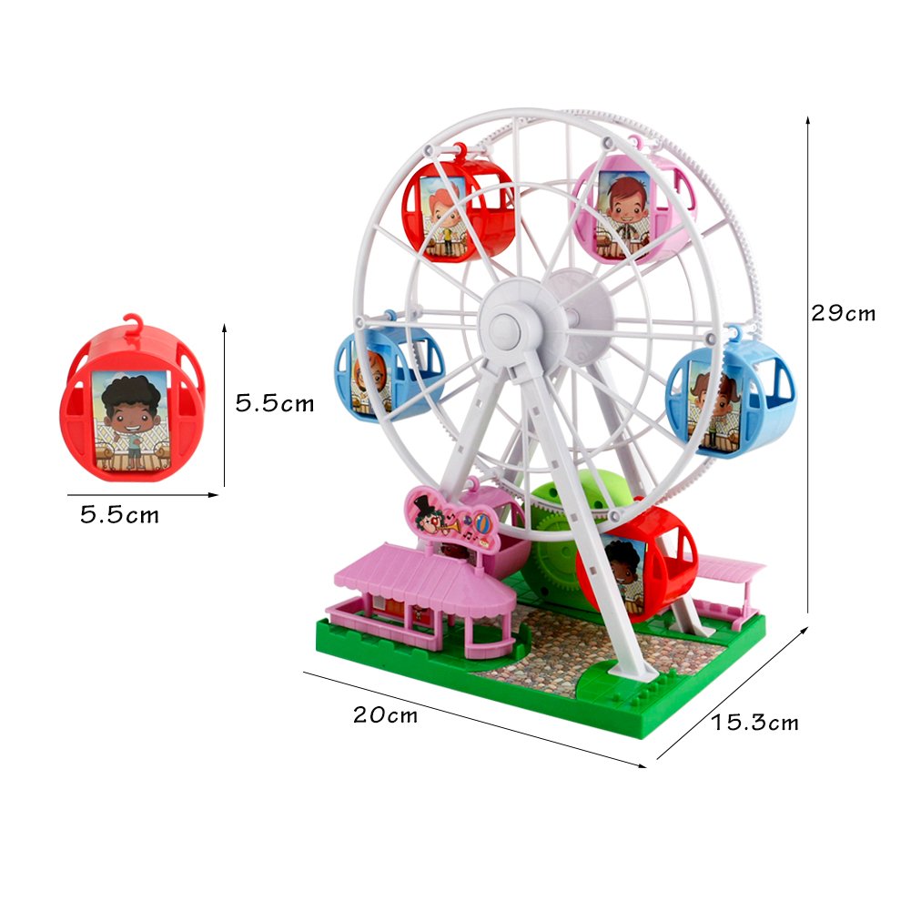 Ferris Wheel Music box toy, mini with 6 Spring Rotating Cabins, for Kids, Children, Boys, Girls, Babies and Infants over 36 Months