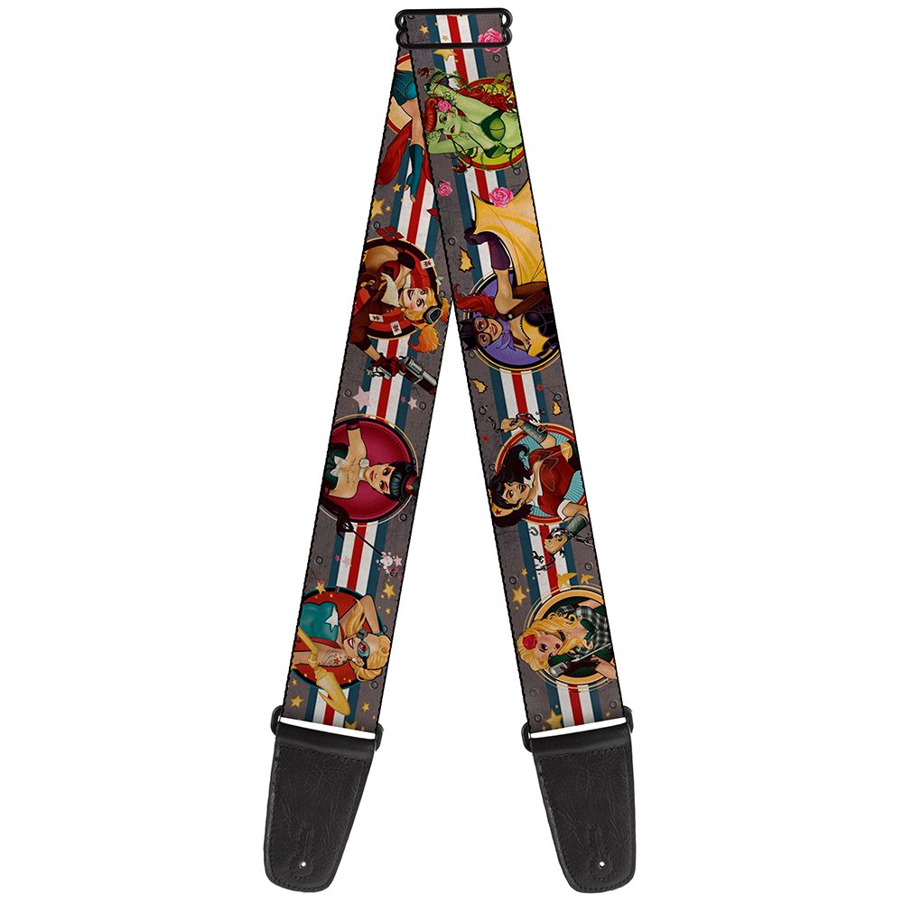 Buckle-Down GS-WJL032 Guitar Strap - DC Bombshell Pin-Up Girls, 2" Wide & 29-54" Length