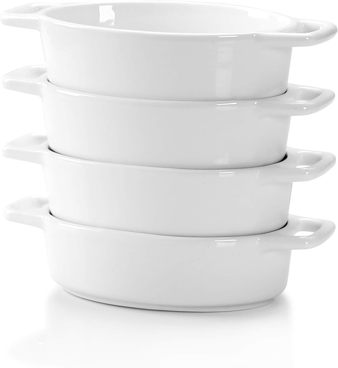 LOVECASA Porcelain white dishes, 170ml Shallow Oval serving dishes of 4