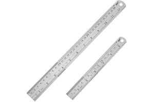 ZZTX Heavy Duty 100% Stainless Steel Ruler Set 12 Inch (30 CM) + 6 Inch (15 CM) Metal Rulers Kit - Perfect Straight Edge for Easy Measurements