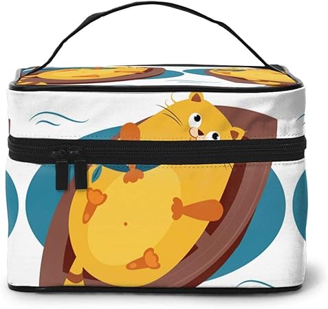 Amazon 化粧ポーチ キャラクター 猫 日浴び のんびり 大容量 機能的 おしゃれ かわいい メイク バニティ コスメ 小物収納ポーチ コンパクト 仕切り 箱 ボックス 出張 旅行 プレゼント Yamayago Yamayago 化粧ポーチ 通販