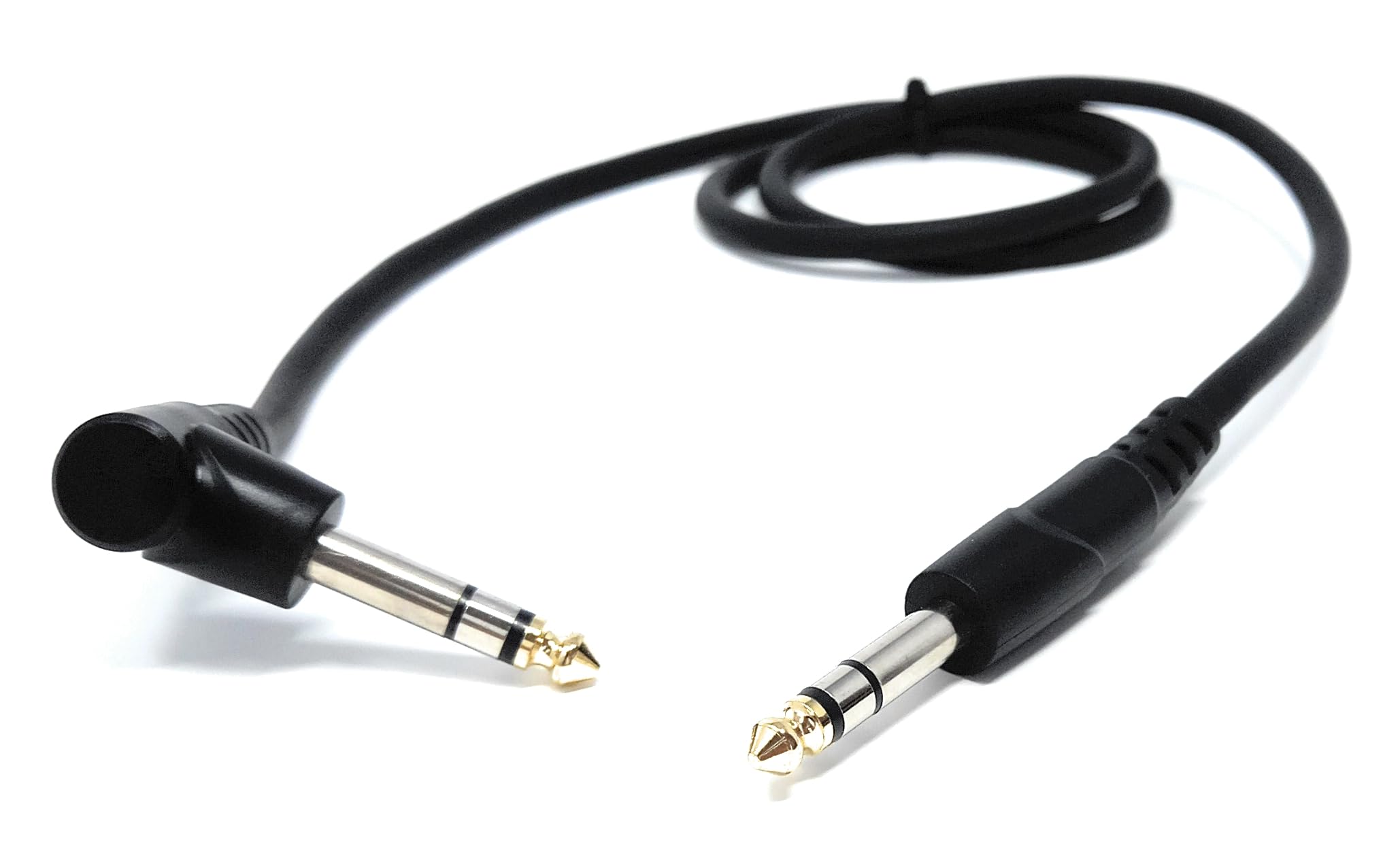 DRUT 1m 6.35mm 1/4" Stereo TRS Male Jack to Right Angled Male Jack, Audio, Music Instrument, Flexible Cable Lead 3.3ft