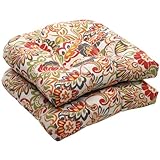 Pillow Perfect Indoor/Outdoor Multicolored Modern Floral Wicker Seat Cushions, 2-Pack (Misc.)