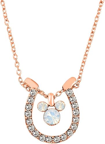 Amazon ディズニー ネックレス 誕生石 馬蹄 幸運 3月 24金 加工 ピンクゴールド 金運 ミニ巾着 ミニ紙袋付き レディース ジュエリー アクセサリー Disney グッズ スワロフスキー Swarovski石 並行輸入品 ネックレス 通販