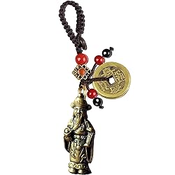 Lucky God of Wealth, Brass Buddha God Keychain with