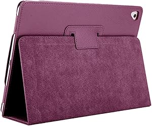 iPad Air 2 Case,2018/2017 9.7 iPad/Cover,FANSONG Bifold Series Litchi Stria Slim Thin Magnetic PU Leather Smart Cover [Flip Stand,Sleep Function] Universal for Apple iPad Air/Air 2/Pro(9.7"), Purple