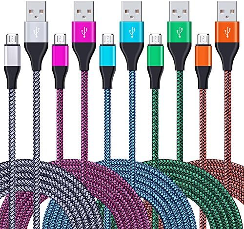 Android Charger Cable, Hootek 5 Pack 6FT Super Durable Nylon Braided Micro USB Cable High Speed Charging and Sync Cord for Samsung Galaxy S5, LG G4 G3, PS4, Blu, Nexus, Motorola, Sony, Nokia and More