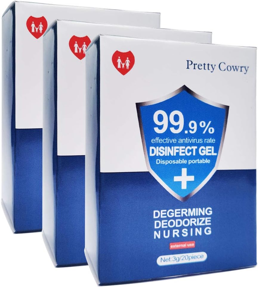 ROUSHUN (20 Count * 3 Pack) No-Rinse Liquid Disposable Hand Sanitizer Soap Travel Portable Suitable Hand Wash Gel, Extra Gentle for Sensitive Skin 20 Count (Pack of 3)