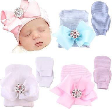 Amazon Com Gorras Y Manoplas Para Bebes Recien Nacidos Hospital Beanie Sombreros Sin Aranazos Guantes Suaves Para Bebes Set De Regalo Para Ninos Y Ninas Beanies Talla Unica Clothing