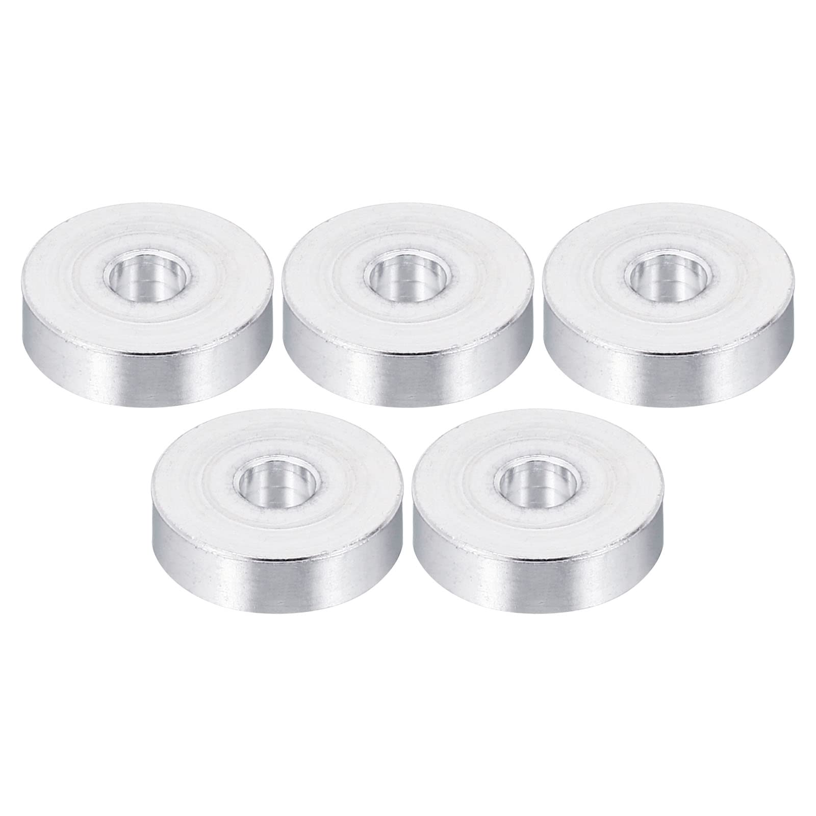PATIKIL M4 Aluminum Spacer, 5 Pack 4.2mm ID x 14mm OD x 4mm L Metal Spacer Aluminum Round Plain Finish Spacer Screw Standoff for 3/16" or M4 Screw Bolts