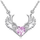 NAOKETEN Angel Wings Necklace for Women Sterling Silver Guardian Angel Wing Heart Pendant Jewelry Gifts for Women