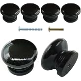 QYIMLI 6Pcs Wooden Cabinet Knobs, Wood Dresser Knob Kitchen Black Cabinet Knobs Modern Round Knob for Furniture Dresser Cupboard Drawer Closet Door (Black)