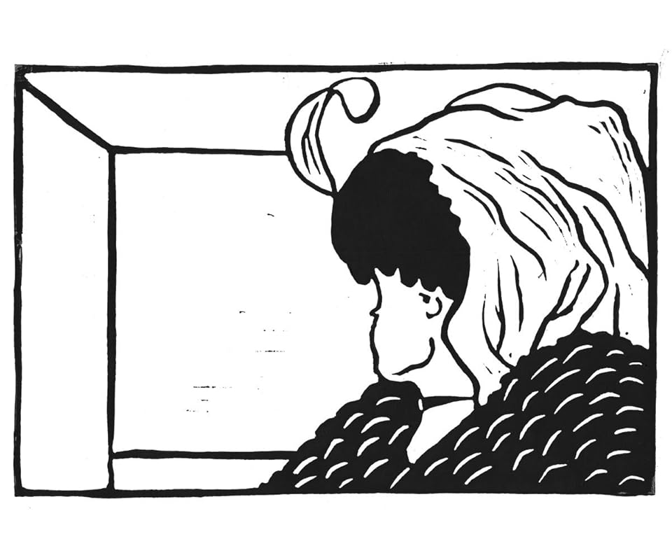 Sehtest Alte oder junge Frau? (27x18 cm) - Original Linoldruck mit