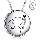 APOTIE Pet Cremation Necklace for Dog - Sterling Silver Always in My Heart Paw Print Memorial Keepsake Pendant Urn Jewelry for Ashes (Labrador Retriever)