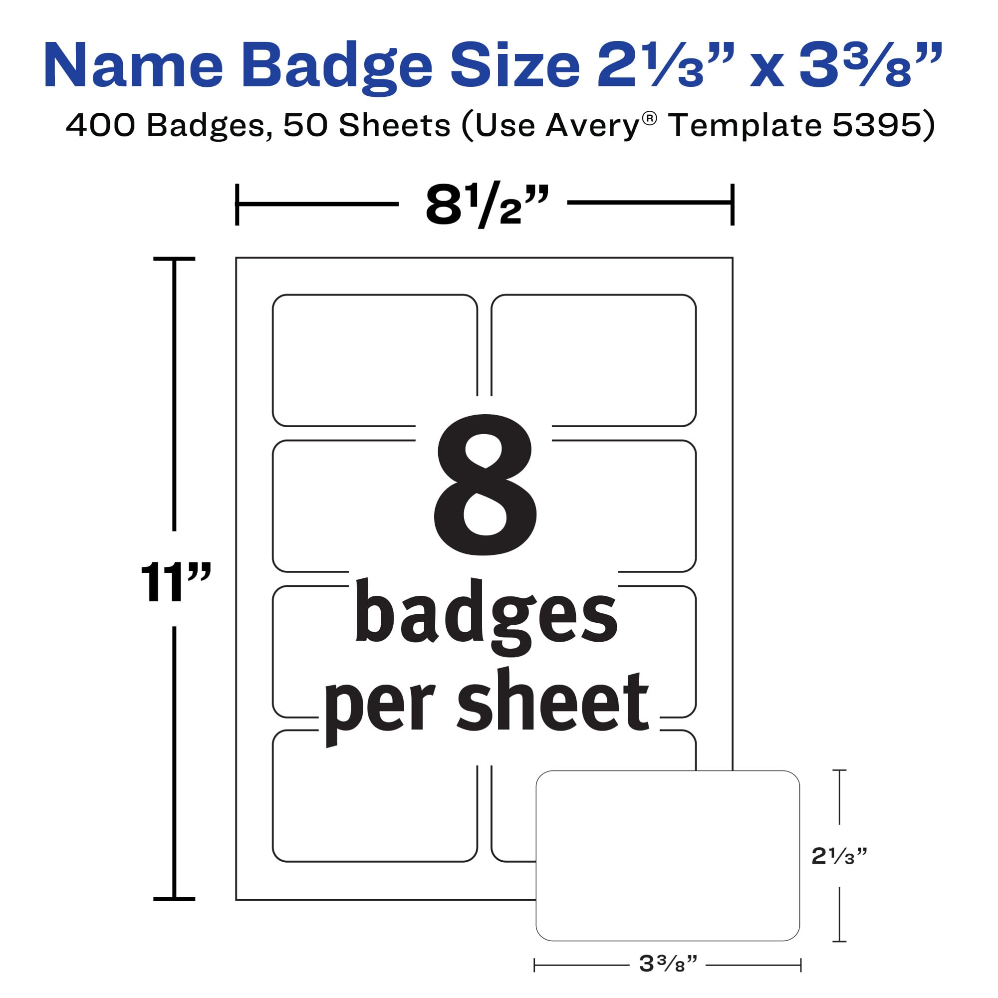 Mua Avery Flexible Printable Name Tags, 2-1/3" x 3-3/8", Matte White, 400 Removable Name Badges ...