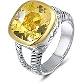 UNY JEWEL Twisted Cable Wire Two Tone Cusion Cut CZ Statement Ring Designer Inspired Fashion Love Antique Women Jewelry Gift