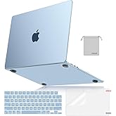 MOSISO Compatible with MacBook Air 15 inch Case 2026-2023 M4 A3241 M3 A3114 M2 A2941, 4 in 1Kit Seamlessly Closes Crack&Fingerprints-Resisitant Hard Case&Keyboard Cover&Protecor&Pouch, Sky Blue Clear