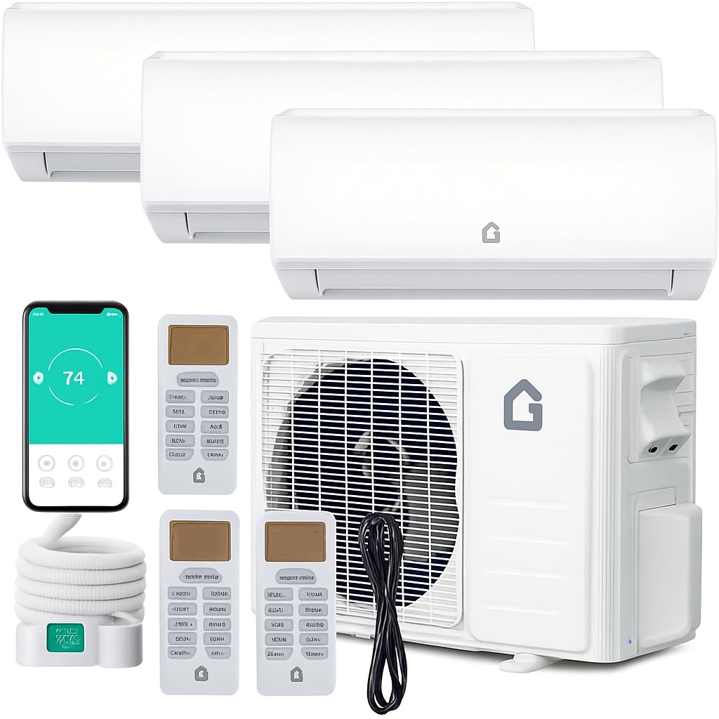 Photo 1 of ** UNABLE TO TEST**
28000 BTU Tri Zone WIFI Mini Split AC/Heating System, 20 SEER2 3 Zone 9000 + 9000 + 9000 BTU Ductless Split Air Conditioner with Pre-Charged Condenser, Heat Pump & Installation Kits, 208-230V