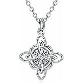 YFN Witch Knot Birthstone Necklaces Celtic Triquetra Knot 925 Sterling Silver Pendant Necklace for Women
