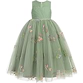 IBTOM CASTLE Kids Flower Girl Dress Embroidery Sleeveless Birthday Dress Lace Tulle Party Dress Bridesmaid Wedding