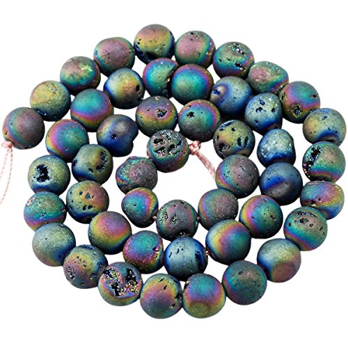 TUMBEELLUWA Semi Precious Stone Loose Beads for Jewelry Making, Energy Stone Healing Power Ball Beads 1 Strand - Thumbnail 3