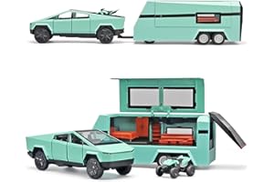 OANMYJJO Toy Trucks for Boys Mars Pickup Trailer Toy RV,Diecast Metal Pickup Trailer RV Model Kit,Toy Truck and Trailer with Sound and Light Pull Back,Truck and Trailer Toys for Boys Ages 4-7（Green）