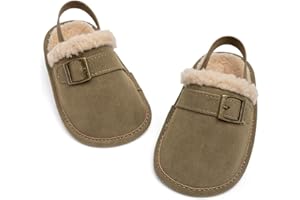 Miamooi Baby Boys Girls Suede Clogs Adjustable Lightweight Sandals Non Slip Newborn House Slippers Prewalk Crib Shoes 0-18 Months