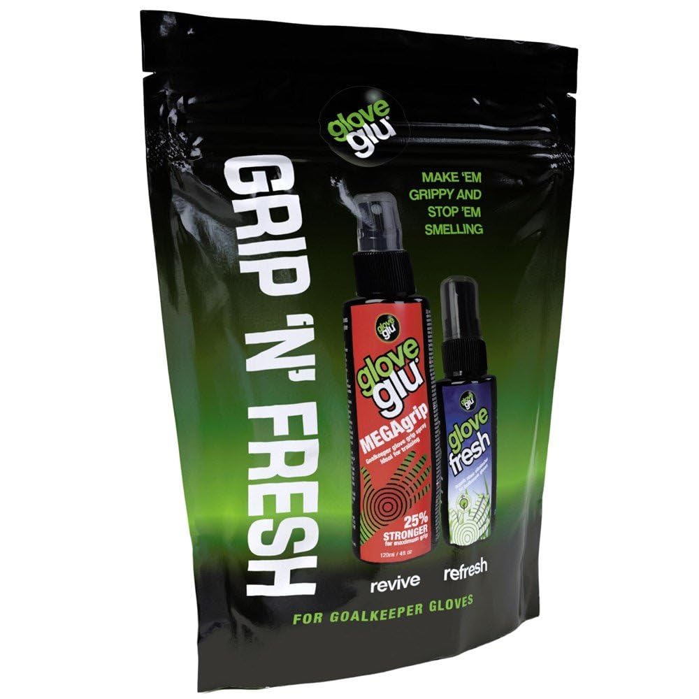 gloveglu Mega 'N' Fresh Bundle. Contains gloveglu MEGAgrip Goalkeeper Grip Spray + Glove Fresh Spray
