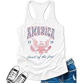Women 4th of July Shirt America Land of The Free Tank Tops USA Patriotic Tees 1776 Eagle Patriotic Sleeveless Tshirt