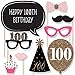 Chic 100th Birthday - Pink, Black and Gold - Birthday Party Photo Booth Props Kit - 20 Count
