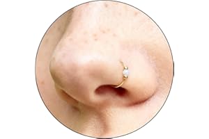 Gold Nose Ring Hoop with Opal – Piercing Jewelry Nose Ring 14K Gold Filled 7mm 24G – Dainty 2mm White Opal Handmade Jewelry –