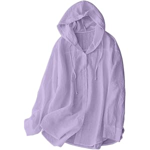 SPF Shirts for Women Long Sleeve UPF 50+ Button Up Lightweight Shirt Casual Quick Dry Breathable Shirts with Hood