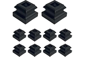 DEVALLEY Iron Balusters Flat Shoes, Aluminum Alloy Level Staircases Shoes for 1/2 Inch Square Interior Balusters,Satin Black Wrought Iron Spindle Shoes - Set of 10……